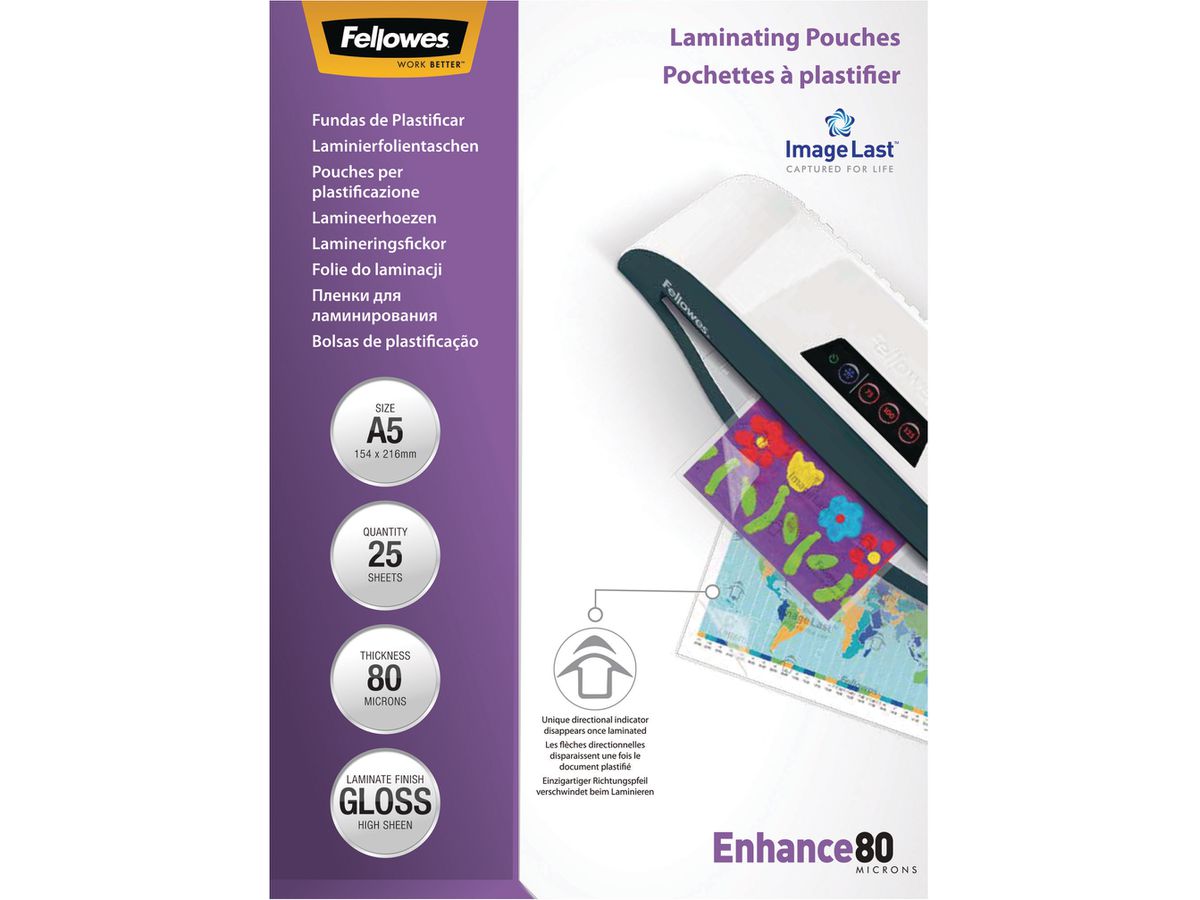 Fellowes Laminierfolientasche, DIN A5, glänzend, 160 mic (EAN: 0077511539602)