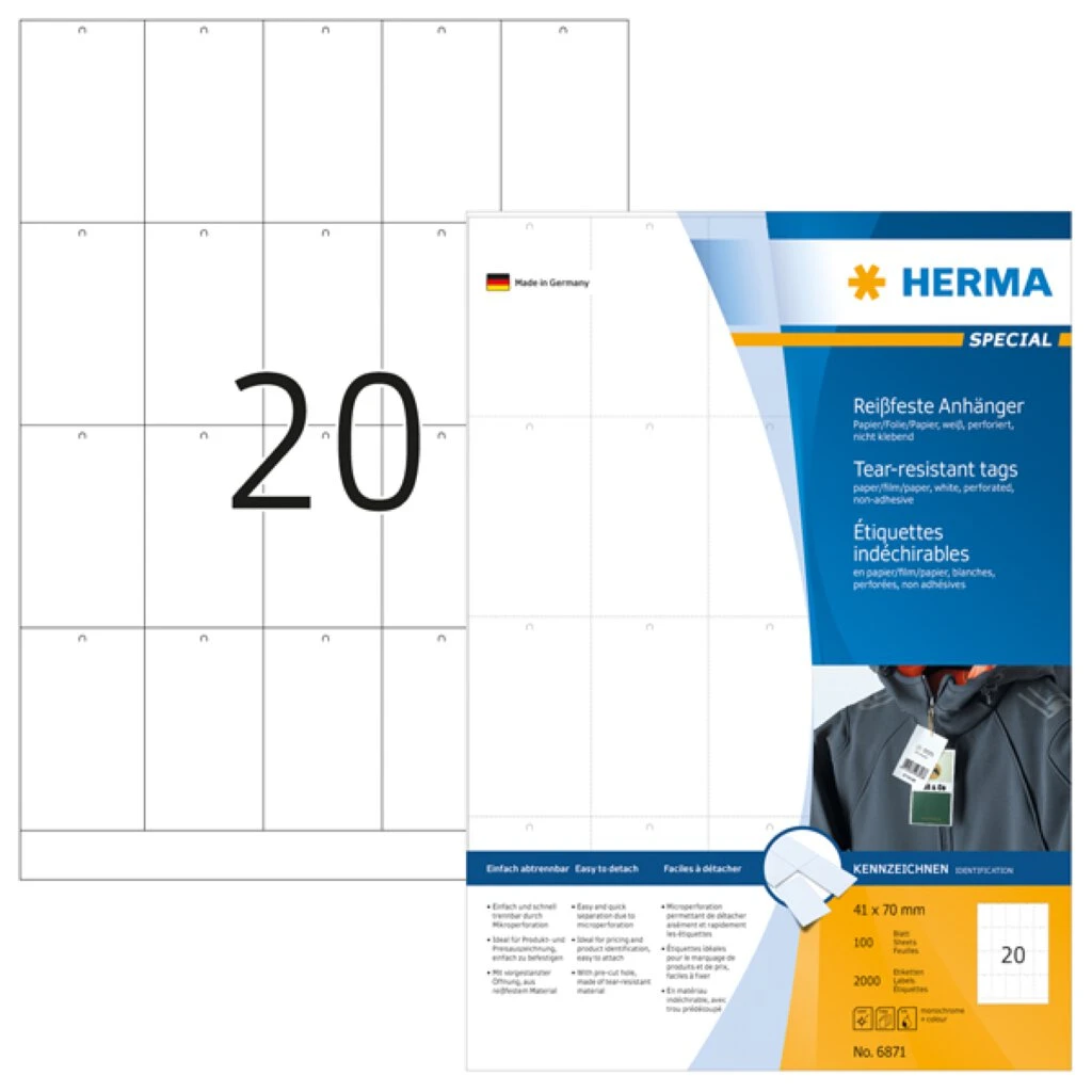 HERMA Warenanhänger SPECIAL, 70 x 41 mm, weiß (EAN: 4008705068710)
