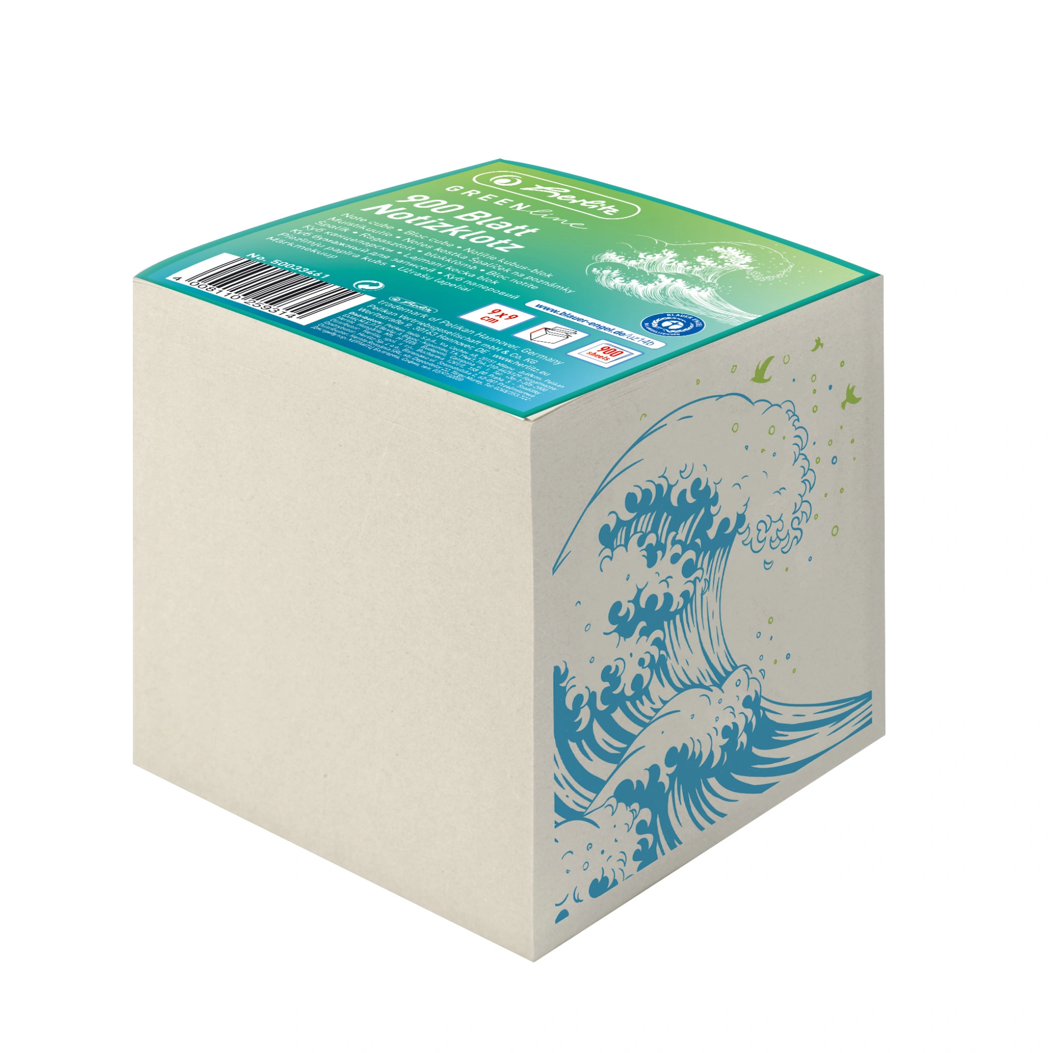 herlitz Zettelklotz GREENline, 90 x 90 mm, grau, 80 g/qm (EAN: 4008110259314)