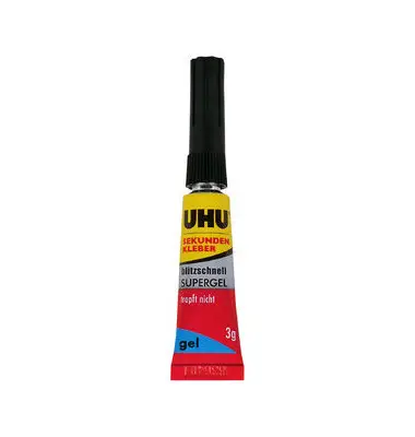 UHU Sekundenkleber SUPERGEL, lösemittelhaltig, 3 g Tube (EAN: 4026700487909)