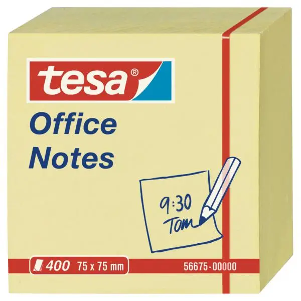 tesa Office Notes Haftnotiz Würfel, 75 x 75 mm, gelb (EAN: 4042448812582)