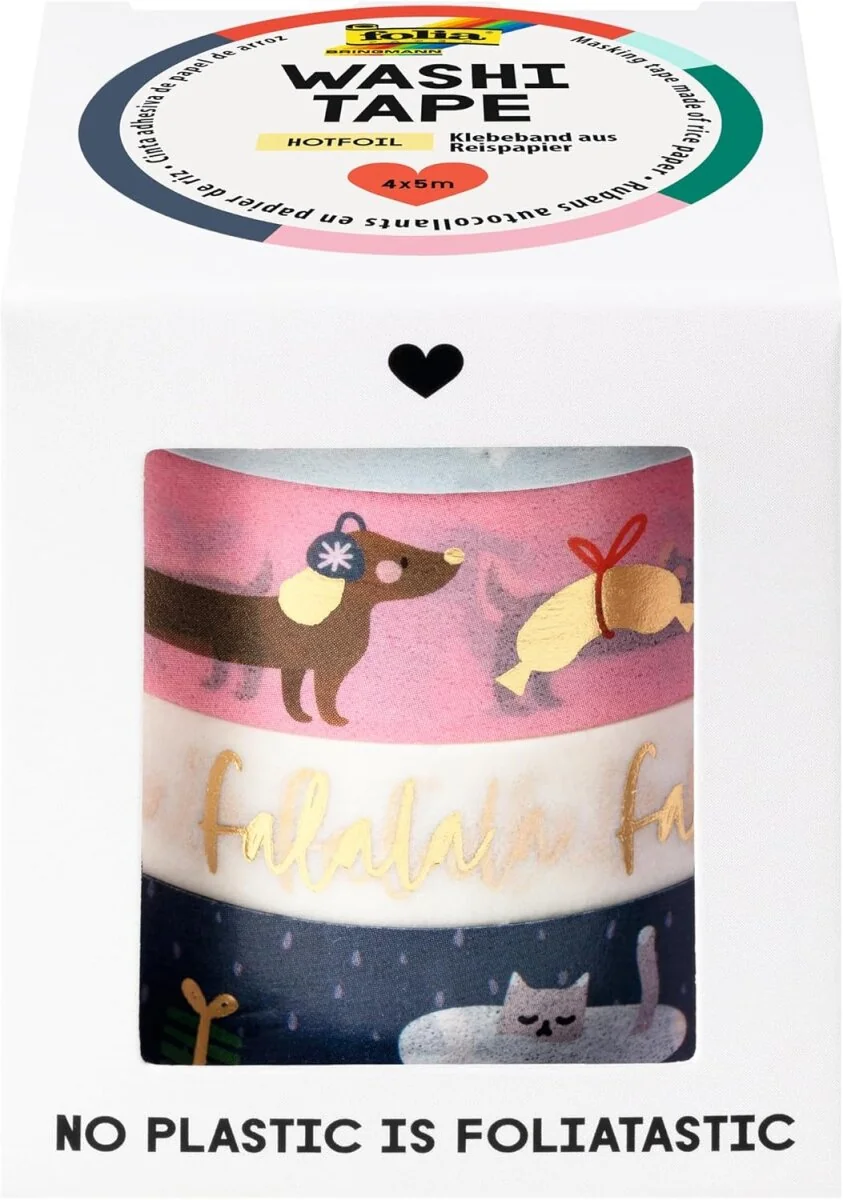 folia Deko-Klebeband Washi-Tape Weihnachten FALALA, 4er-Set (EAN: 4001868124217)