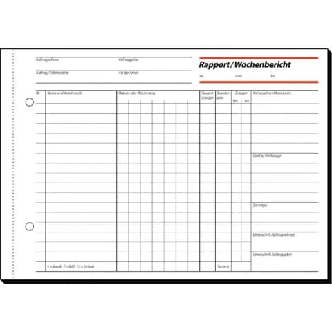 sigel Formularbuch "Rapport/Wochenbericht", A5 quer (EAN: 4004360910746)