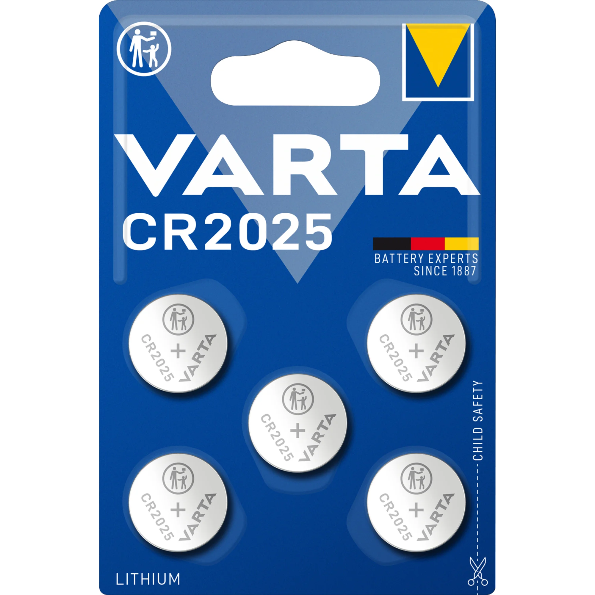VARTA Lithium Knopfzelle "Electronics", CR2025, 5er Pack (EAN: 4008496850891)