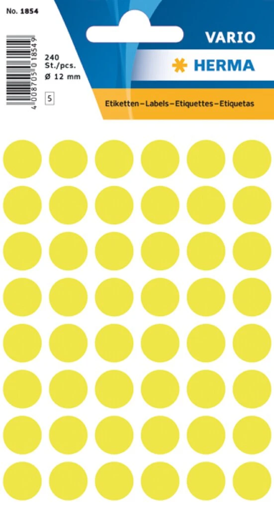 HERMA Markierungspunkte, Durchmesser: 13 mm, leuchtgelb (EAN: 4008705018548)