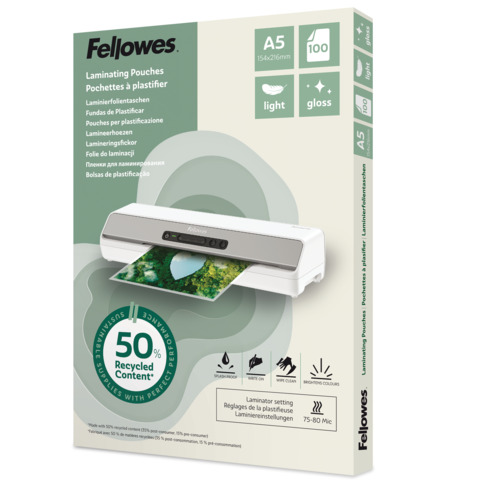 Fellowes Laminierfolientasche, DIN A5, glänzend, 160 mic (EAN: 0043859813926)