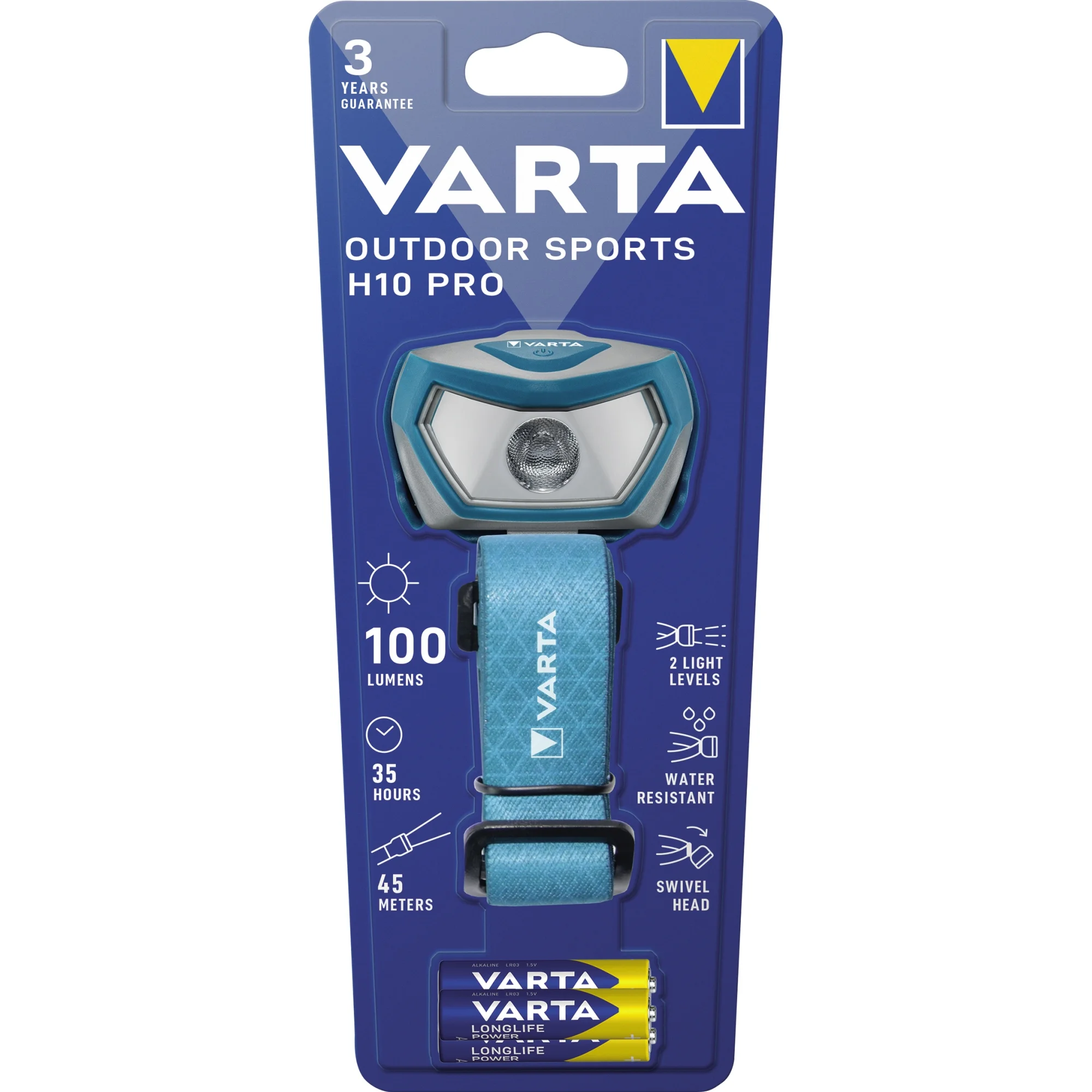 VARTA LED-Kopflampe "Outdoor Sports H10 Pro", blau/grau (EAN: 4008496021475)