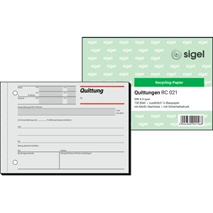 sigel Formularbuch "Quittung", mit MwSt.-Nachweis, A6 quer (EAN: 4004360921568)