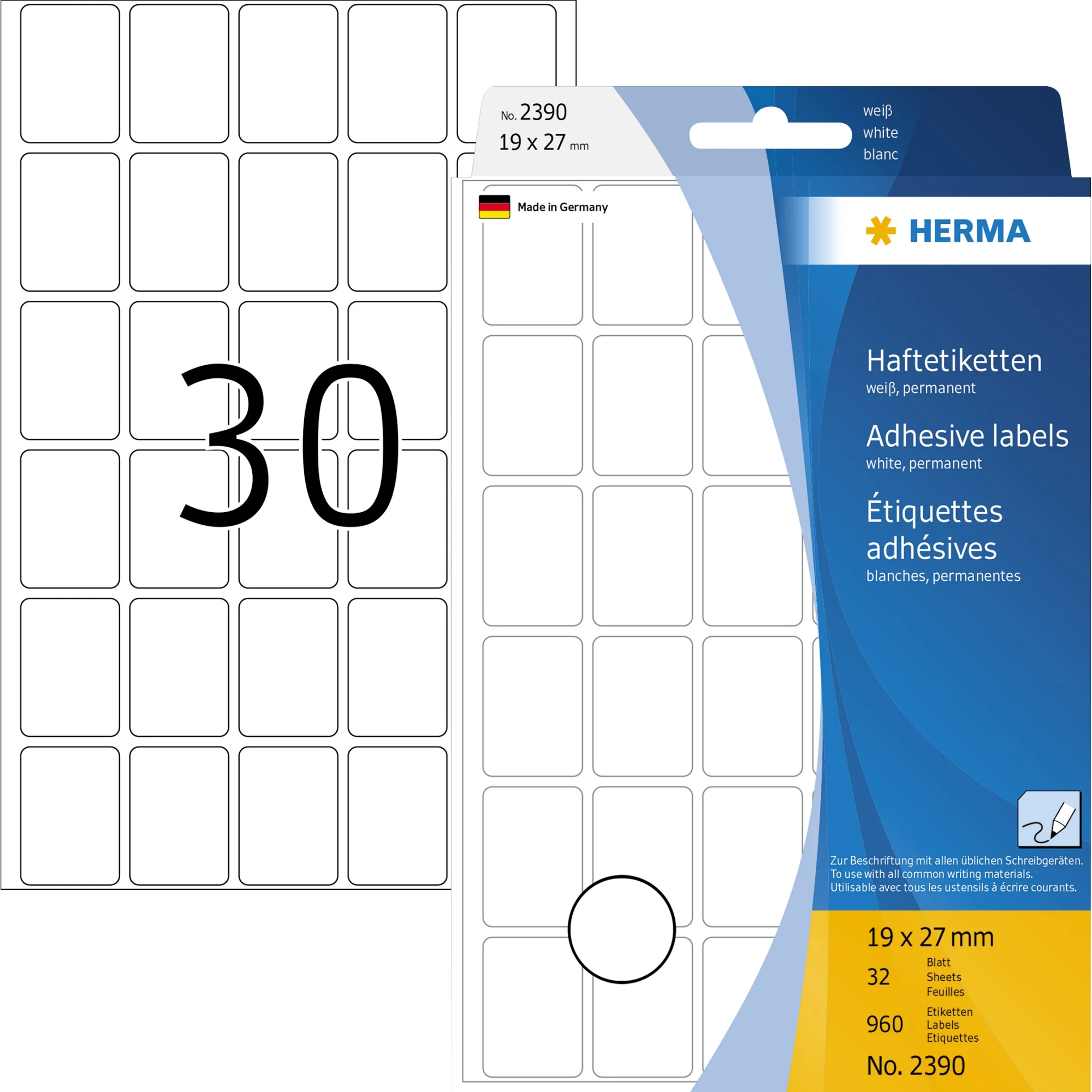 HERMA Vielzweck-Etiketten, 19 x 27 mm, weiß, Großpackung (EAN: 4008705023900)