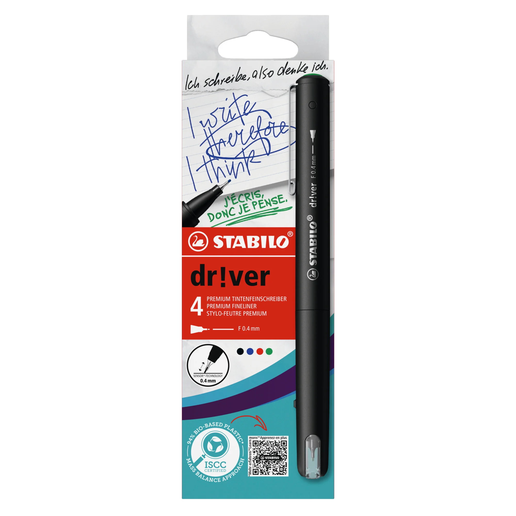 STABILO Fineliner dr!ver, fein, 4er Kartonetui (EAN: 4006381614986)