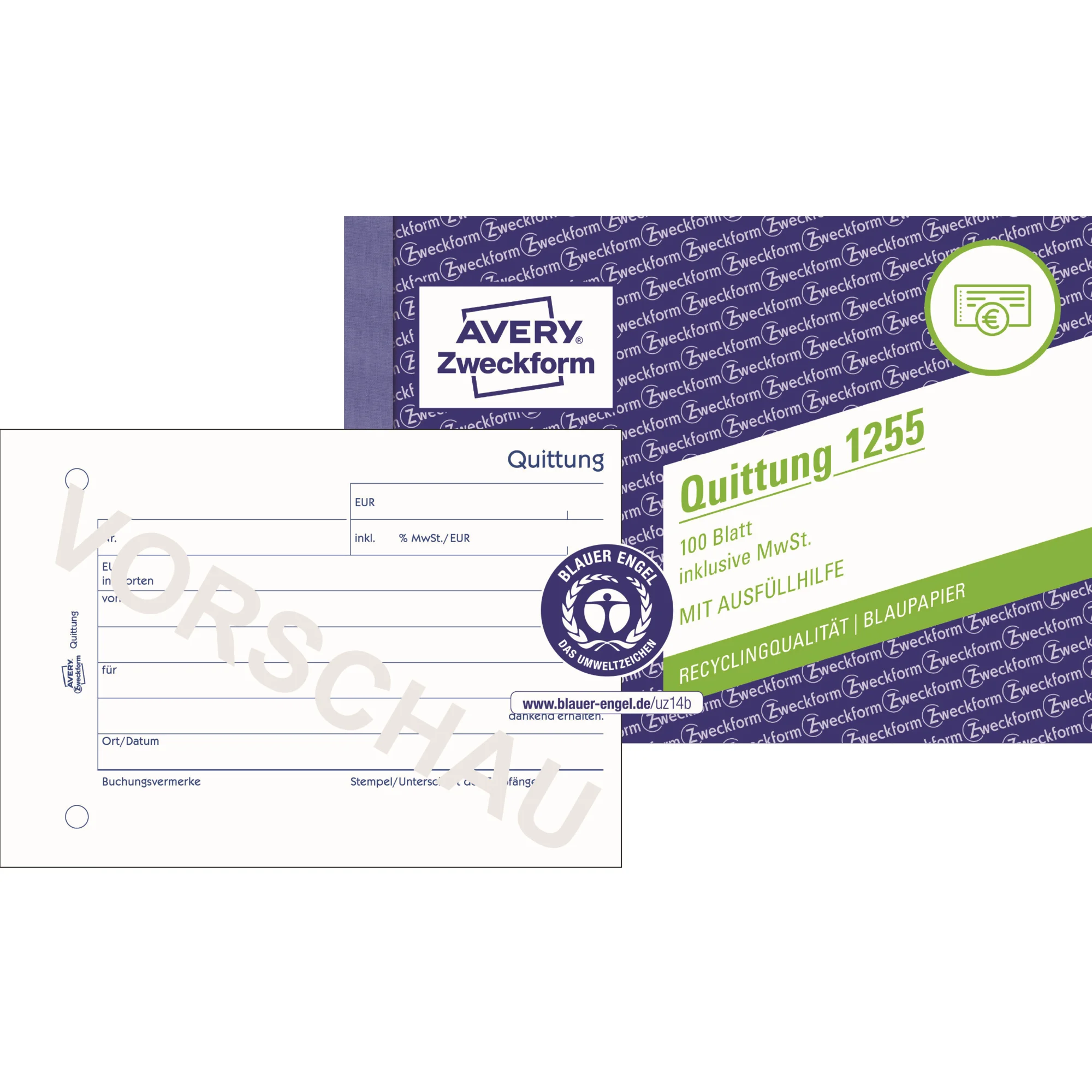AVERY Zweckform Recycling-Formularbuch "Qittung inkl. MwSt." (EAN: 4004182012550)