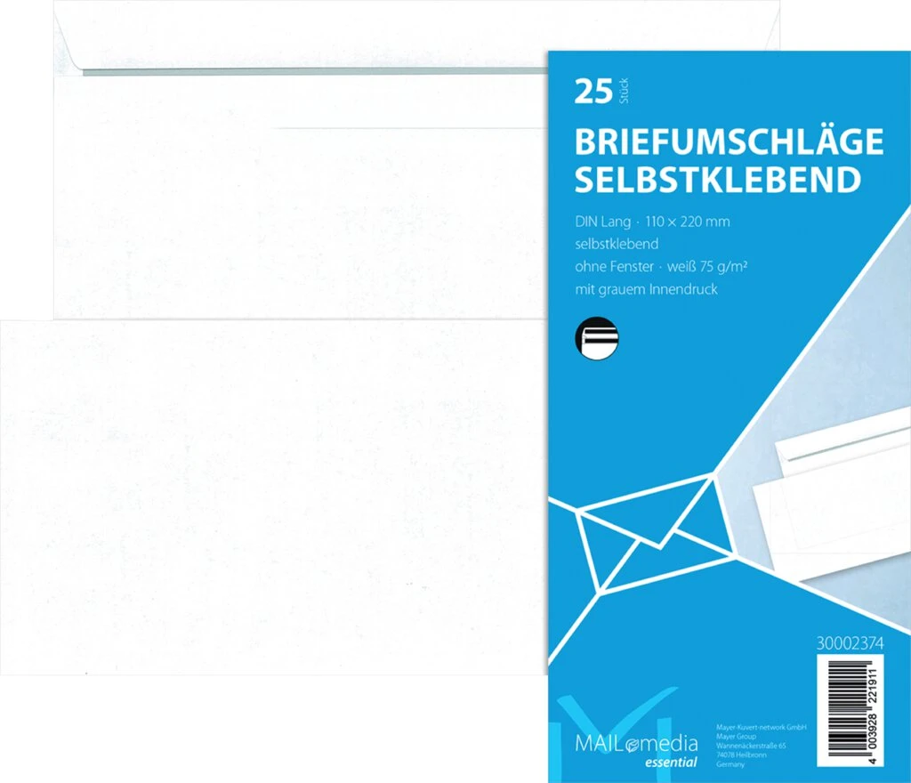 MAILmedia Briefumschlag Offset weiß, DIN lang, ohne Fenster (EAN: 4003928221911)
