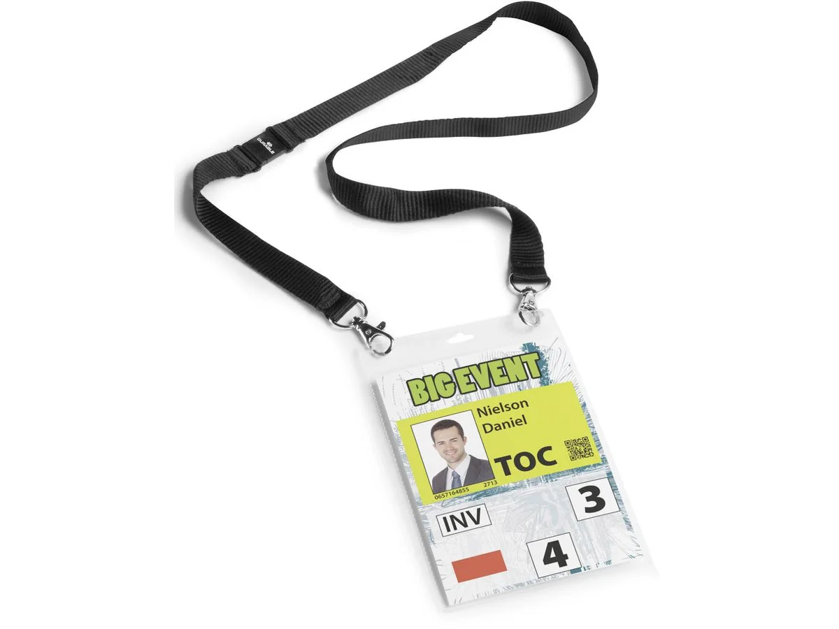 DURABLE Event-Namensschild, mit Textilband, DIN A6, schwarz (EAN: 4005546808123)