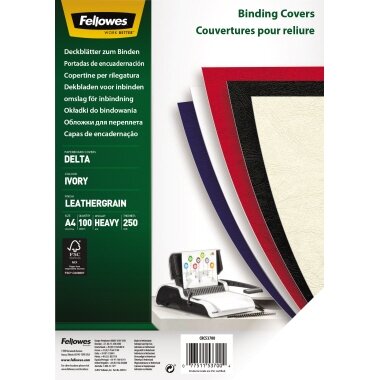Fellowes Deckblatt Delta, Lederstruktur, DIN A4, elfenbein (EAN: 0077511537004)