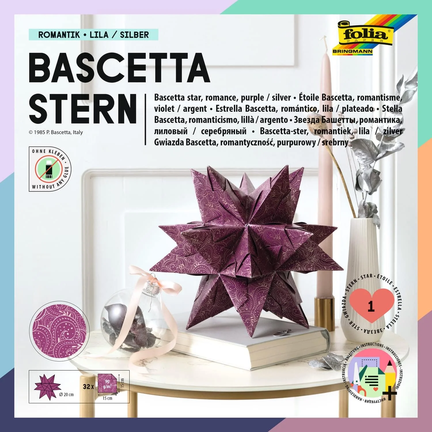 folia Faltblätter Bascetta-Stern, lila / bedruckt (EAN: 4001868087499)