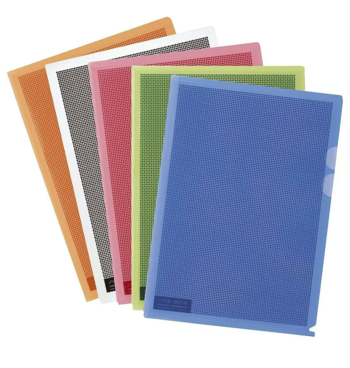 PLUS JAPAN Datenschutz-Sichthülle, DIN A4, farbig sortiert, blau/grün/pink/orange/transparent (EAN: 4977564520793)