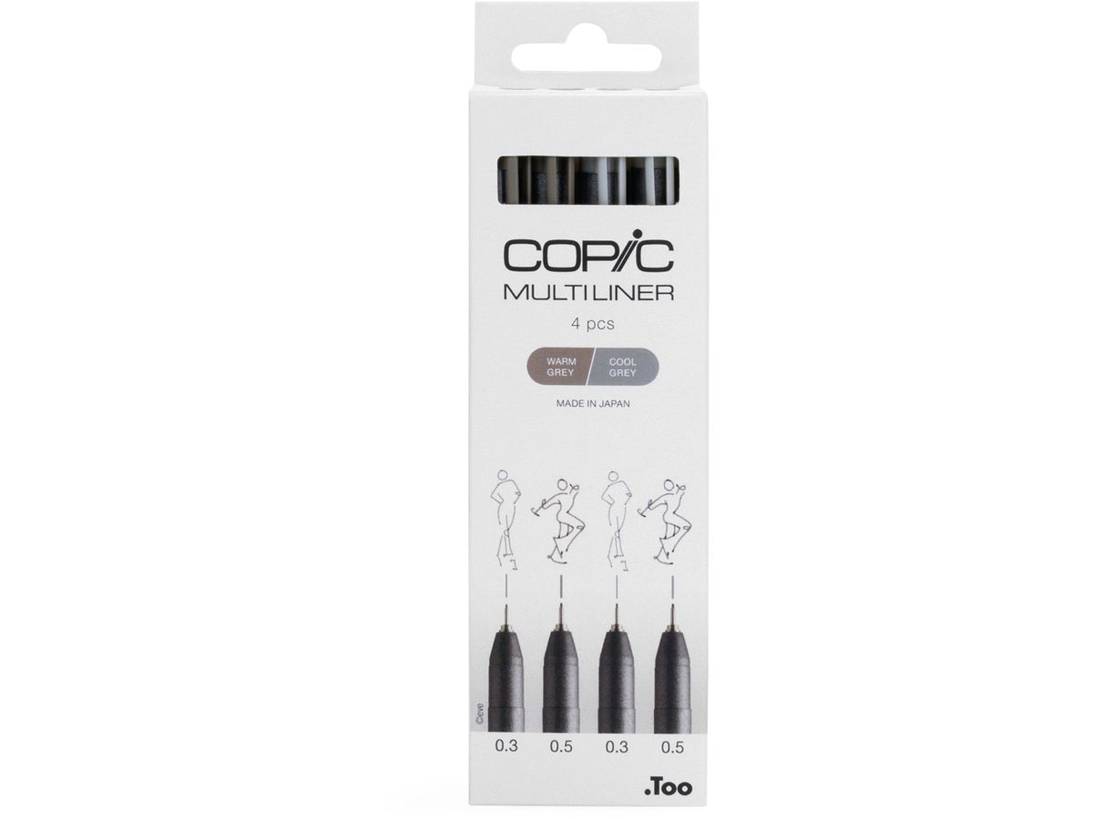 COPIC Fineliner MULTILINER, grau, 4er Set (EAN: 4013695266077)
