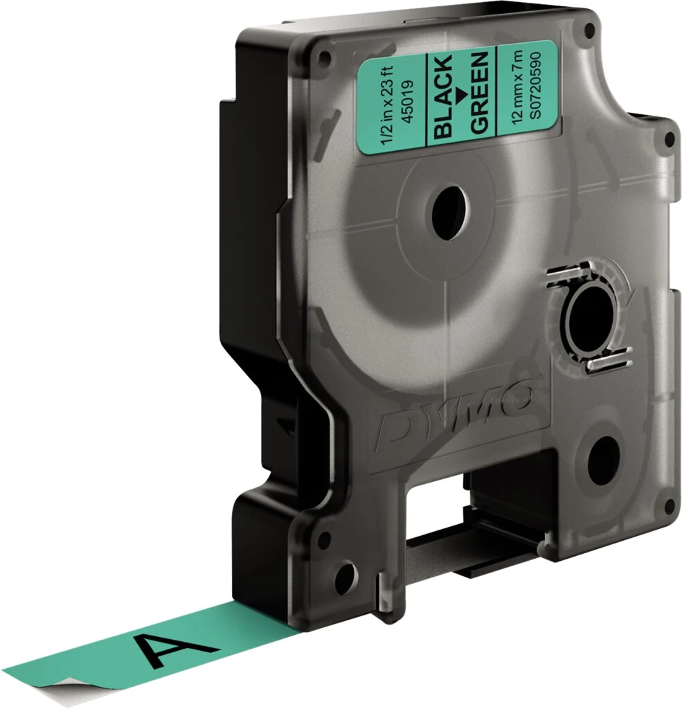 DYMO D1 Schriftbandkassette schwarz/grün, 12 mm x 7 m (EAN: 5411313450195)