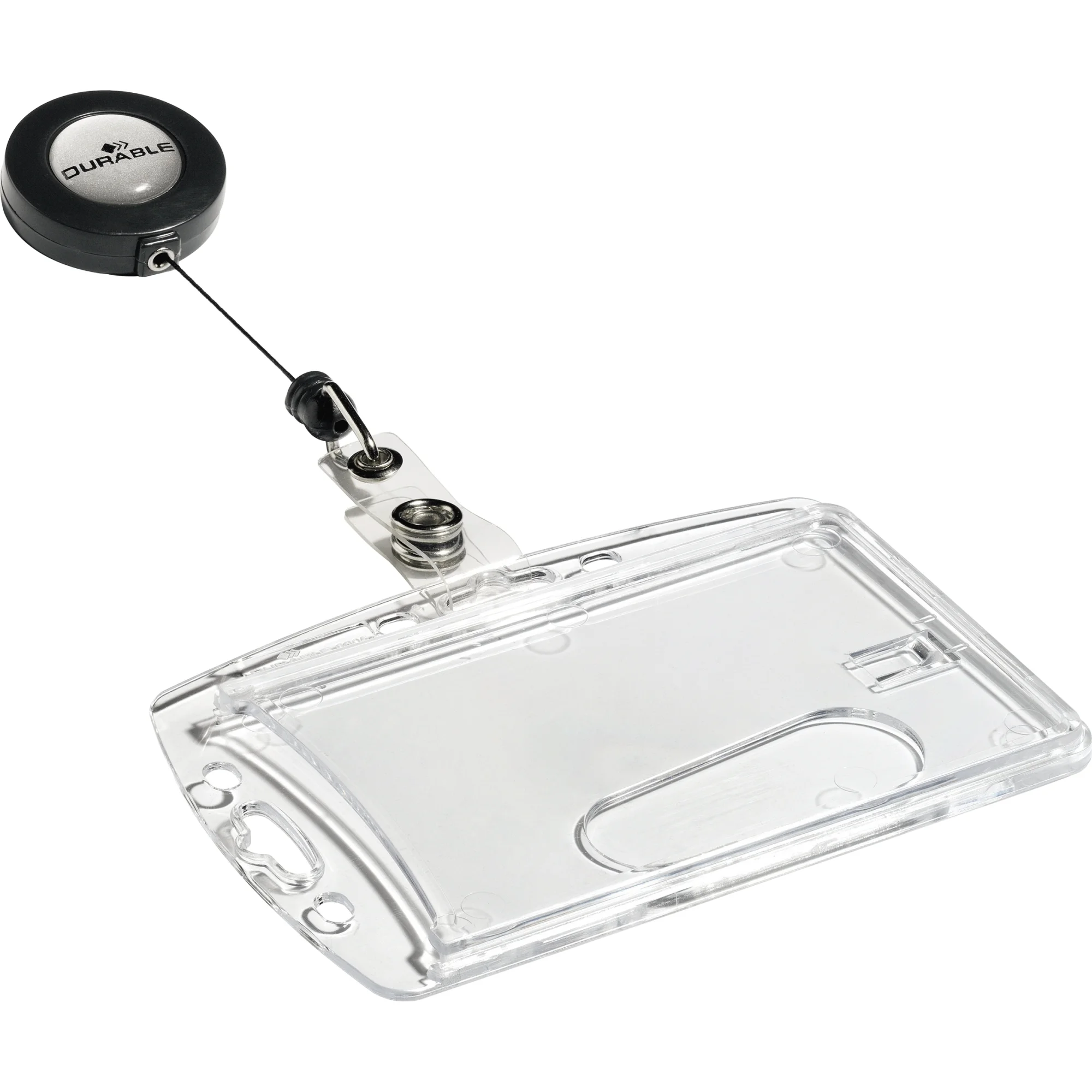 DURABLE Namensschild Hartbox, mit Ausweishalter, 85 x 54 mm, transparent (EAN: 4005546804125)