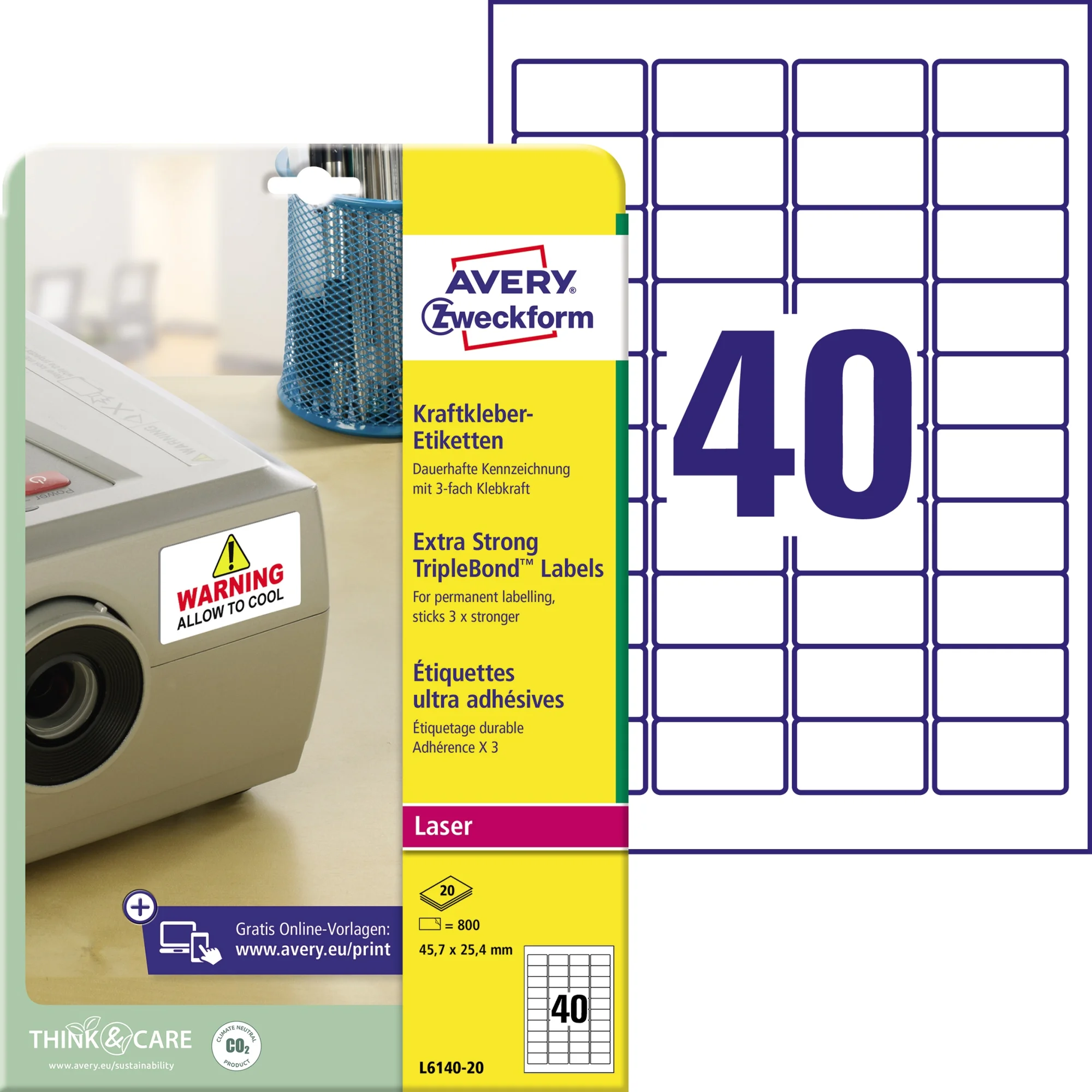 AVERY Zweckform Kraftkleber-Etiketten, 45,7 x 25,4 mm, weiß (EAN: 4004182059852)