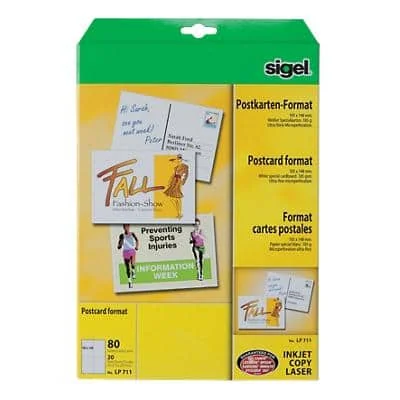 sigel PC-Postkarten, DIN A6, 185 g/qm, weiß, Spezialkarton (EAN: 4004360992025)