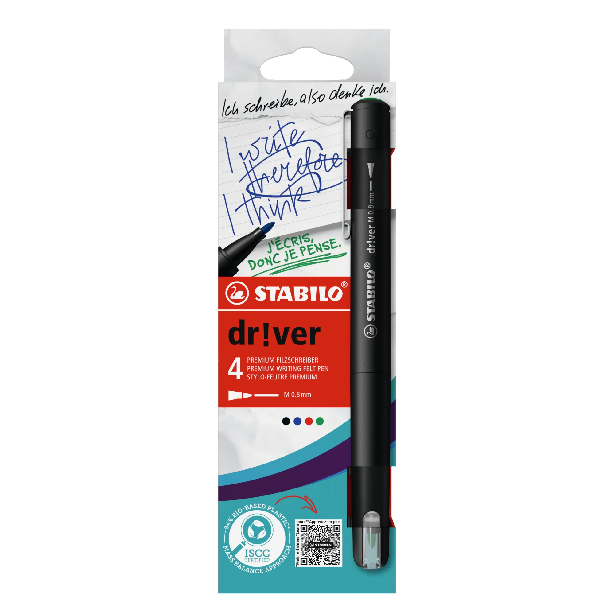STABILO Fineliner dr!ver, medium, 4er Kartonetui (EAN: 4006381615006)