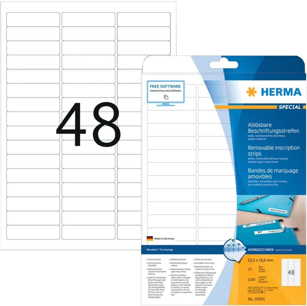 HERMA Universal-Etiketten SPECIAL, 63,5 x 16,9 mm, weiß (EAN: 4008705100052)