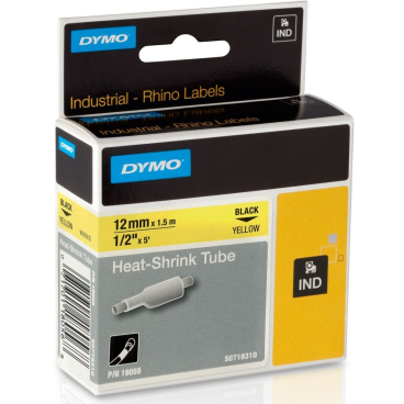 DYMO RHINO Heißschrumpfschlauch schwarz/gelb, 12 mm x 1,5 m (EAN: 0071701180568)