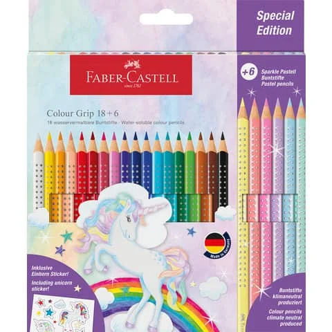 FABER-CASTELL Dreikant-Buntstifte Colour GRIP Einhorn, 18+6 (EAN: 4005402015436)