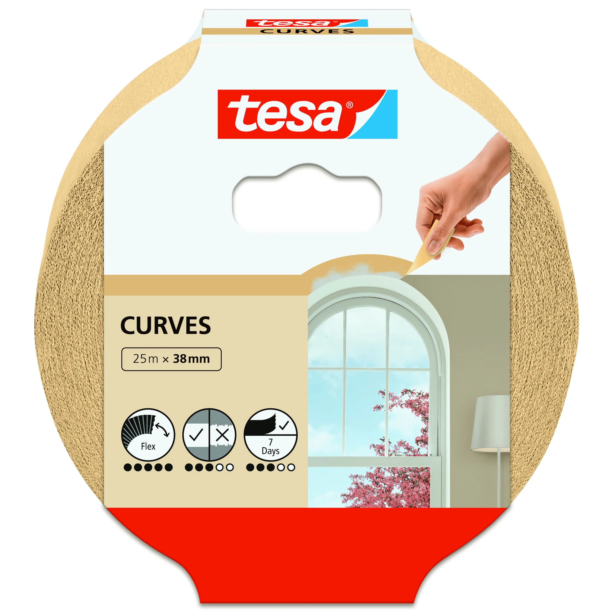 tesa Maler Hochkrepp Papierabdeckband, 38 mm x 25 m, beige (EAN: 4042448294975)