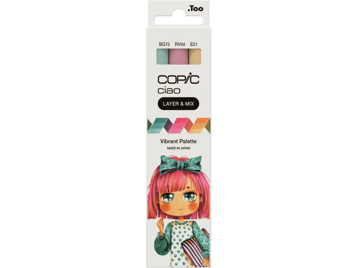 COPIC Marker ciao, 3er Set "Vibrant Palette", BG72, RV34, E21 (EAN: 4013695266787)
