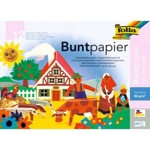 folia Glanzpapier-Bastelheft, 230 x 250 mm, 12 Blatt (EAN: 4001868007770)