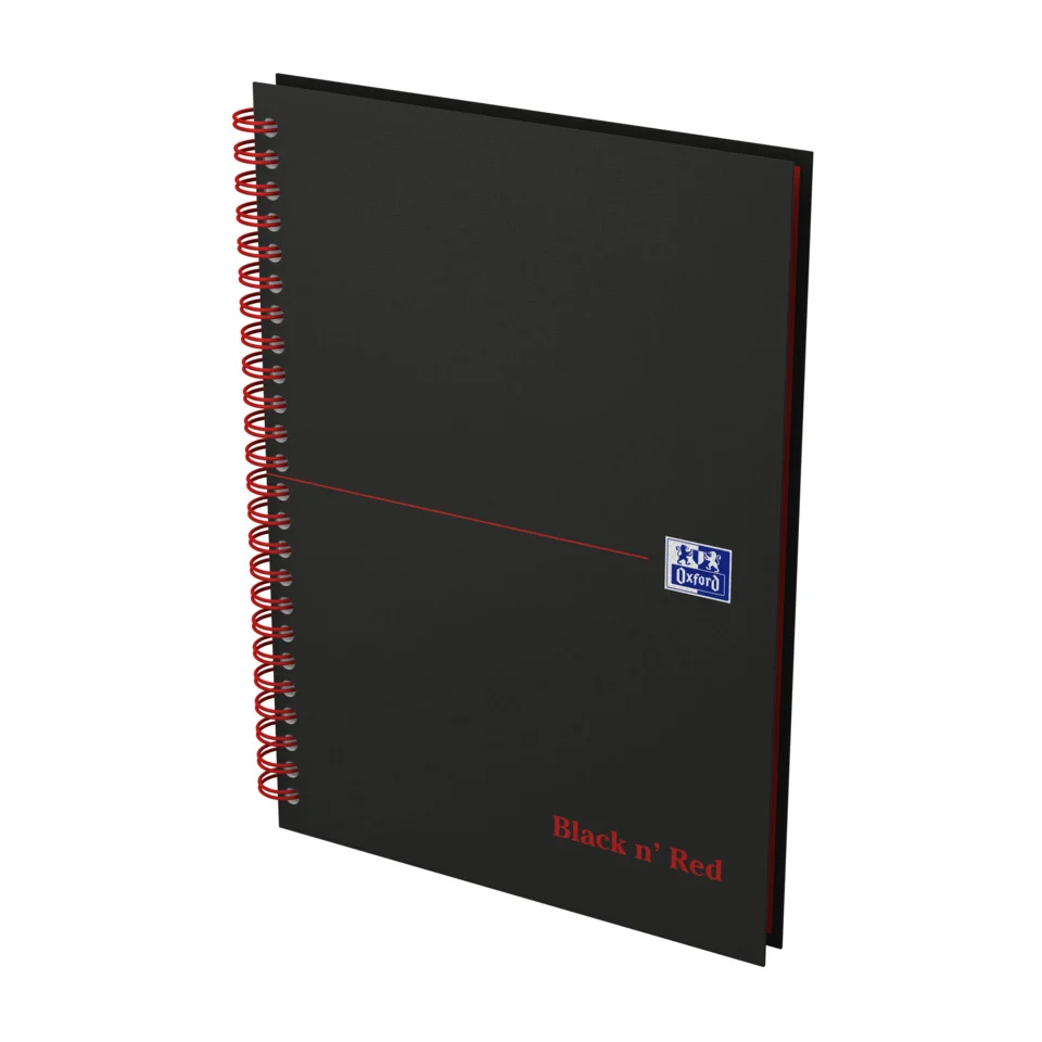 Oxford Spiralbuch "Black n' Red", DIN A5, liniert, Karton, schwarz (EAN: 4006140009190)