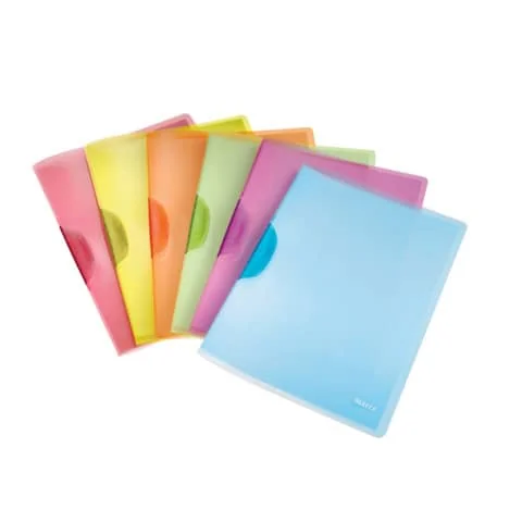LEITZ Klemmhefter ColorClip Rainbow, DIN A4, PP, sortiert, gelb, hellblau, grün, orange, violett und rot (EAN: 4002432345328)