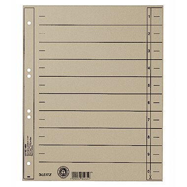 LEITZ Trennblätter, A4 Überbreite, Manilakarton 230g/qm,grau (EAN: 4002432302857)