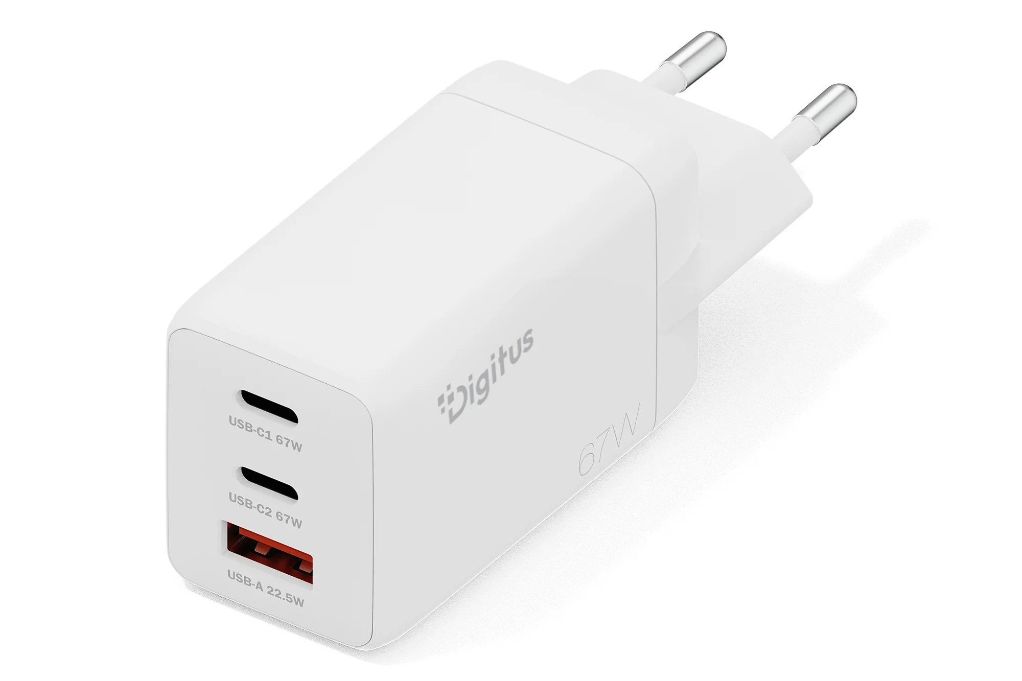 DIGITUS USB-Steckdosenadapter GaN Charger, 2x USB-C/1x USB-A (EAN: 4016032505839)