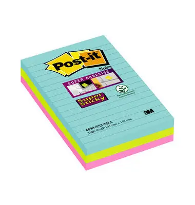 Post-it Haftnotizen super sticky notes, liniert, 101x152 mm (EAN: 0076308498726)