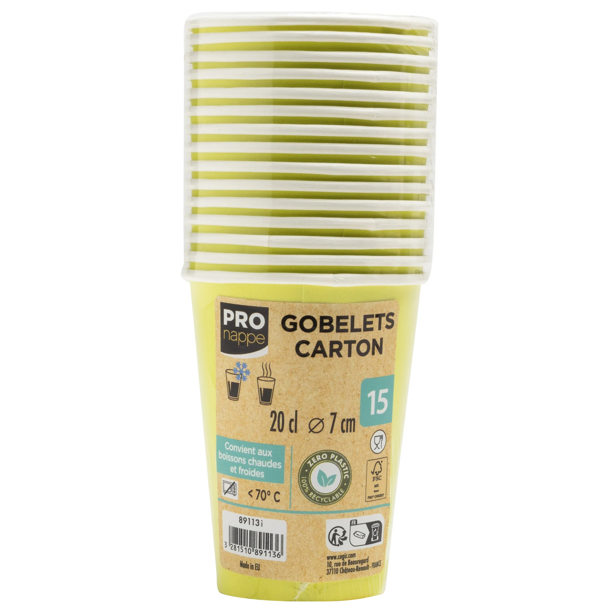 PROnappe Papp-Trinkbecher, kiwigrün, 0,2 l (EAN: 3281510891136)