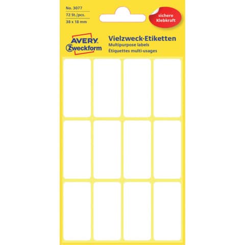AVERY Zweckform Vielzweck-Etiketten, 38 x 18 mm, weiß, KP (EAN: 4004182030776)