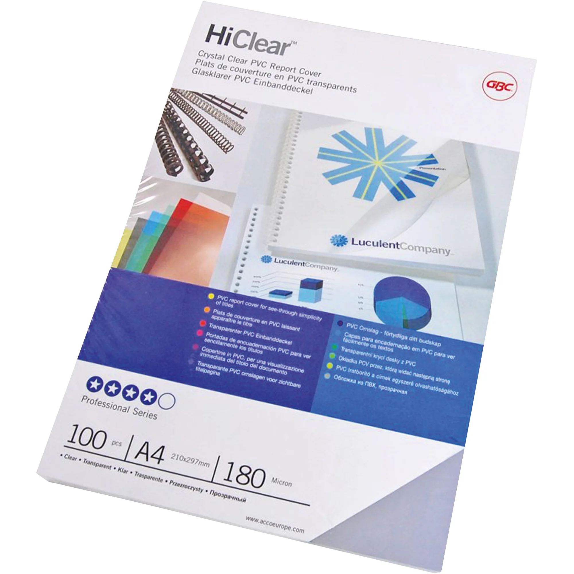 GBC Einbanddeckel HiClear, DIN A4, PVC, 0,18 mm, glasklar (EAN: 5028252262576)