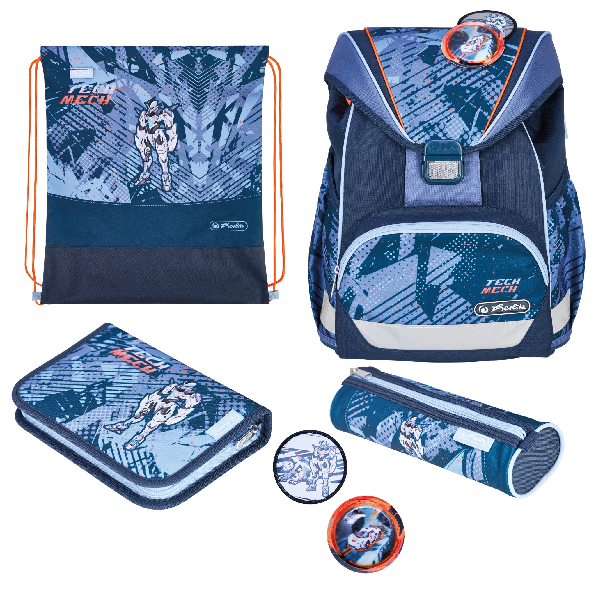 herlitz Schulranzen UltraLight Plus "Tech Mech", blau/orange (EAN: 4008110396767)