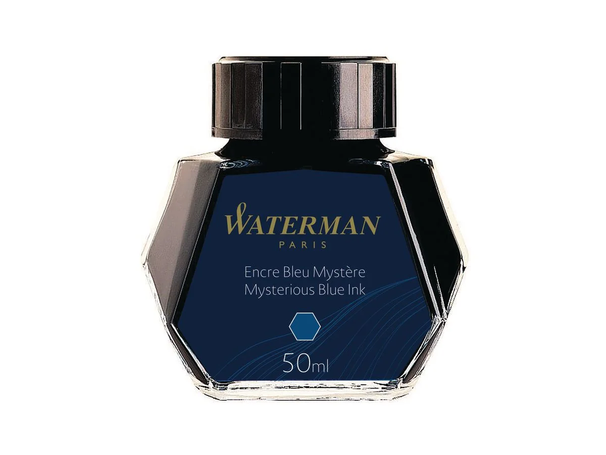 WATERMAN Tinte, mysterious blau, Inhalt: 50 ml im Glas, schwarz-blau (EAN: 3034325106694)