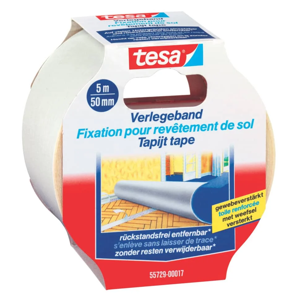 tesa Verlegeband, rückstandsfrei entfernbar, 50 mm x 5 m (EAN: 4005800222177)