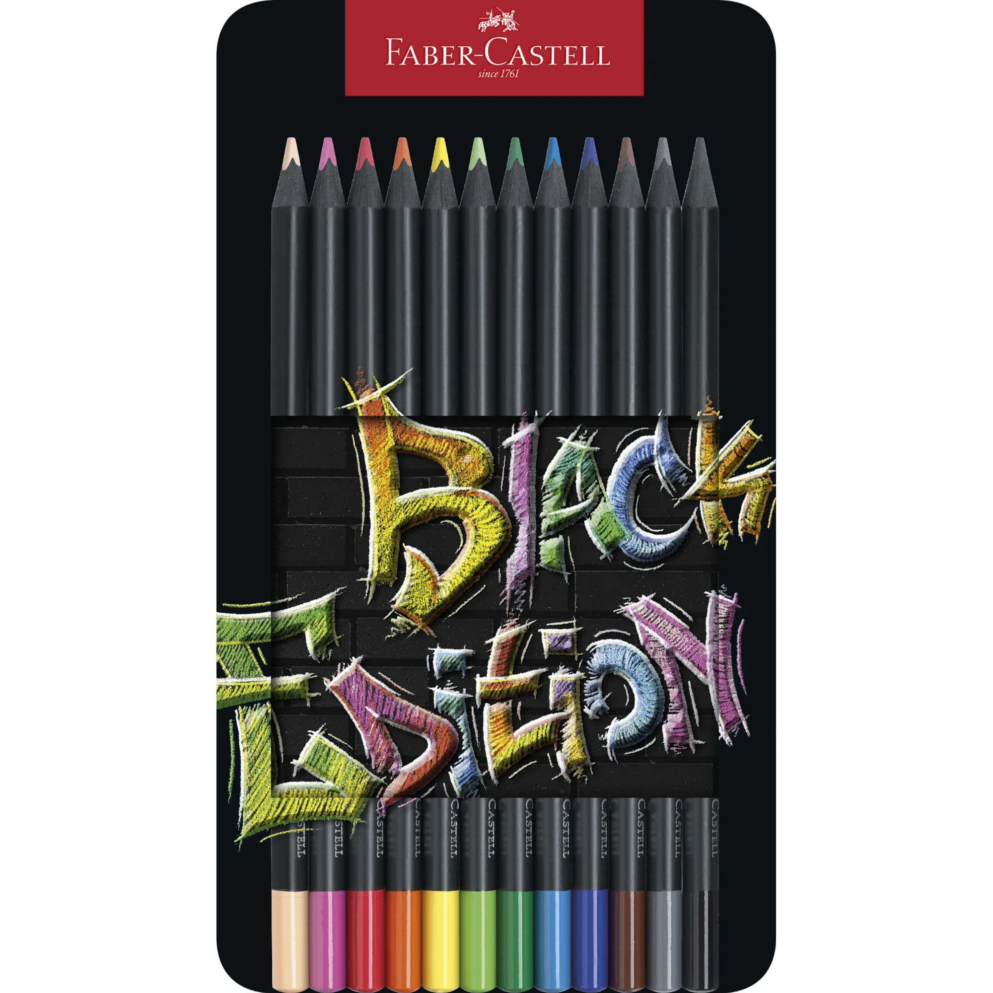 FABER-CASTELL Dreikant-Buntstifte Black Edition, 12er Etui (EAN: 4005401164135)