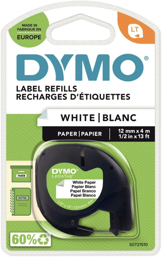 DYMO LetraTag Schriftbandkassette, Papier, 12 mm x 4 m (EAN: 5411313912006)