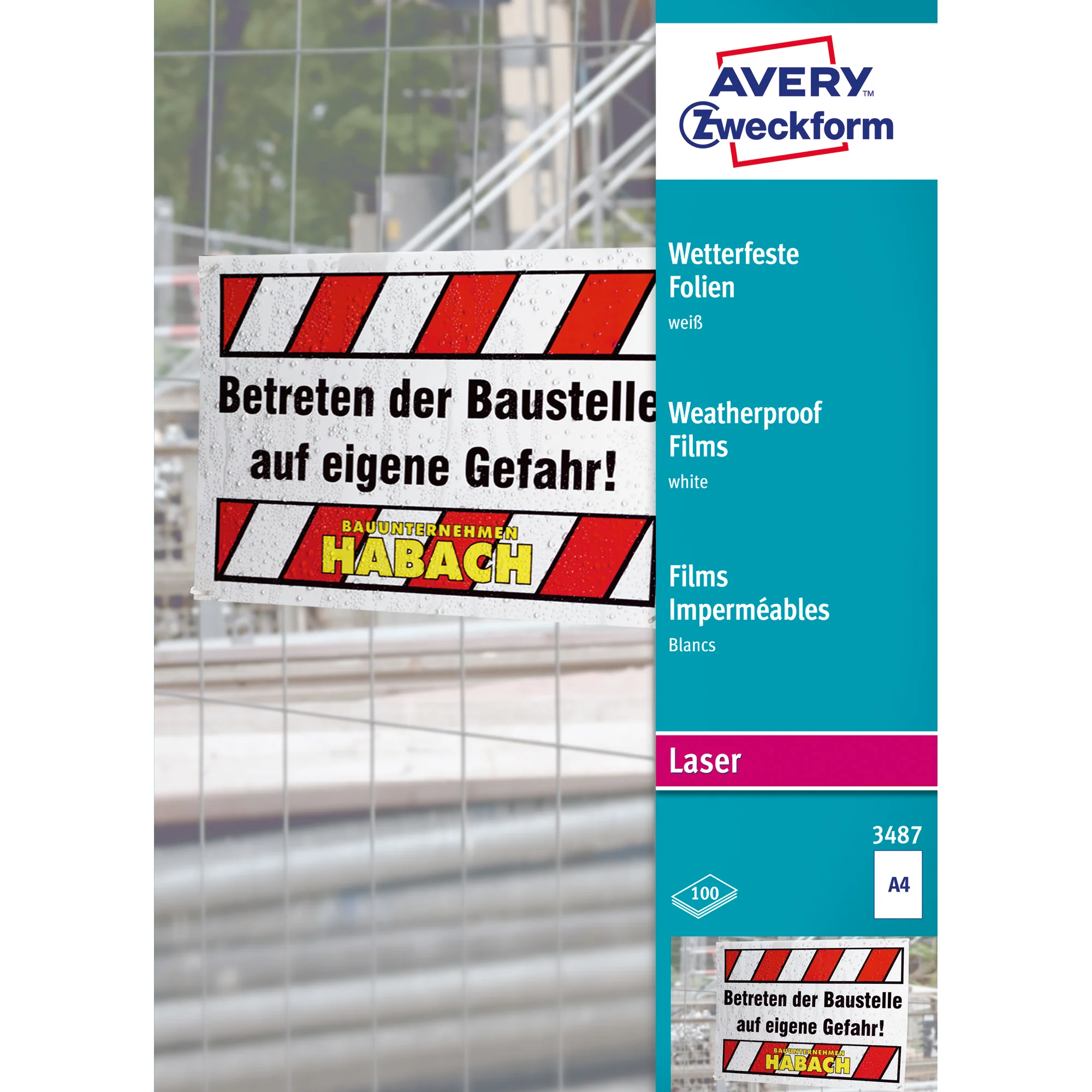 AVERY Zweckform Folien A4, weiß, beschichtet, Stärke 0,13 mm (EAN: 4004182034873)