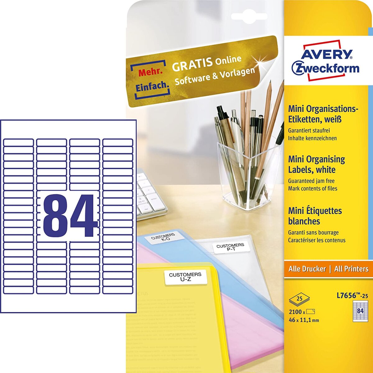 AVERY Zweckform Mini-Etiketten, 46,0 x 11,1 mm, weiß (EAN: 4004182609279)
