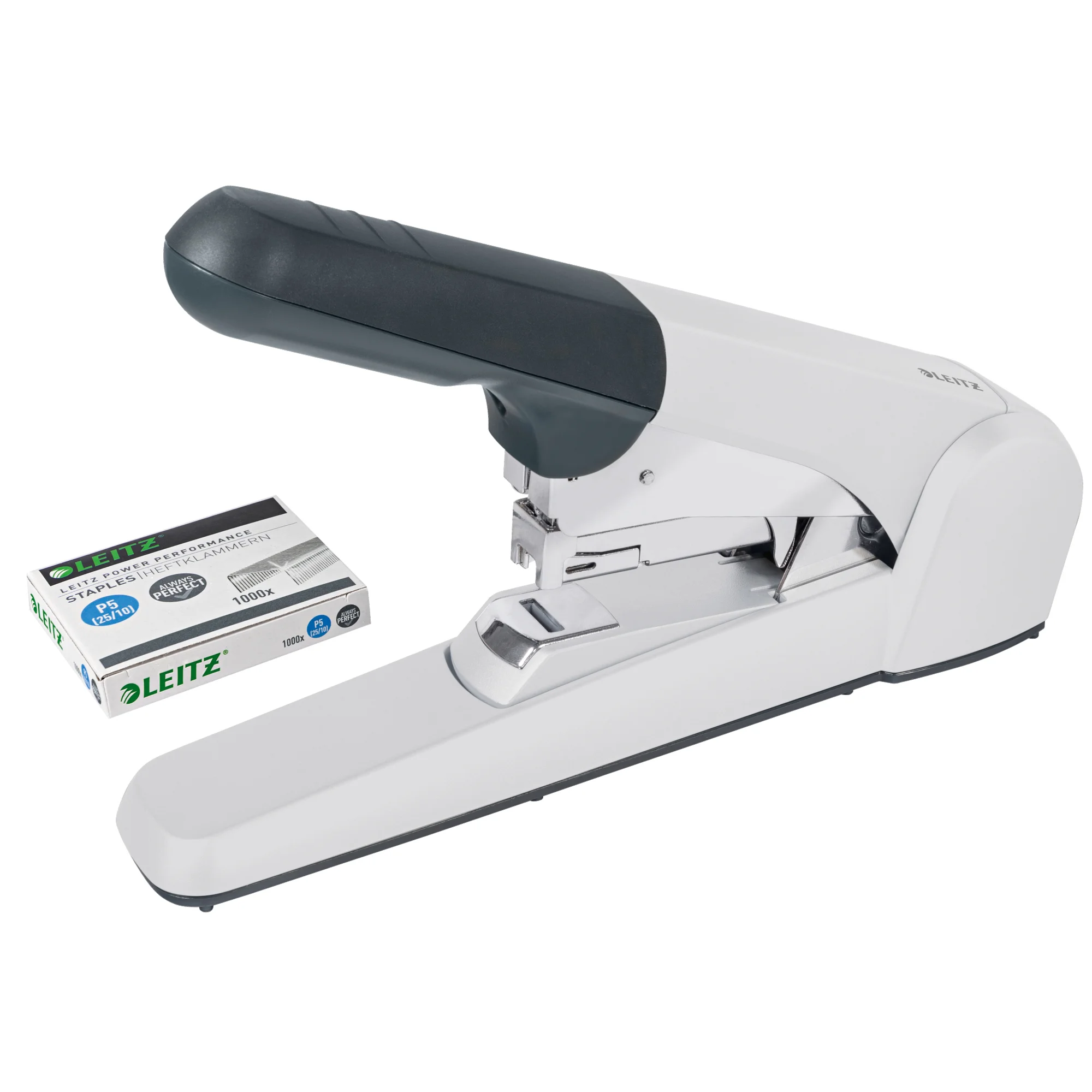 LEITZ Blockheftgerät 5552, Heftleistung: 60 Blatt, silber (EAN: 4002432363995)