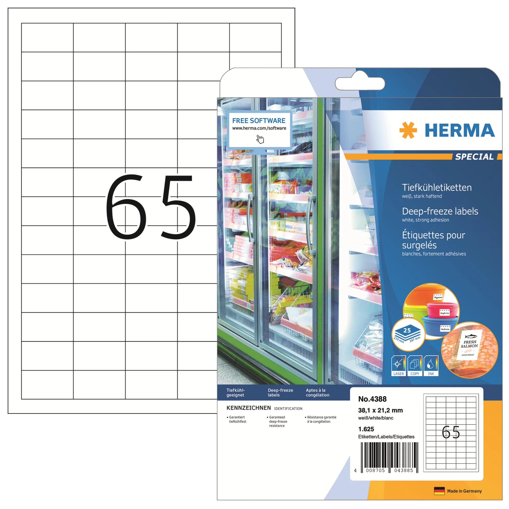 HERMA Tiefkühletiketten SPECIAL, 38,1 x 21,2 mm, weiß (EAN: 4008705043885)