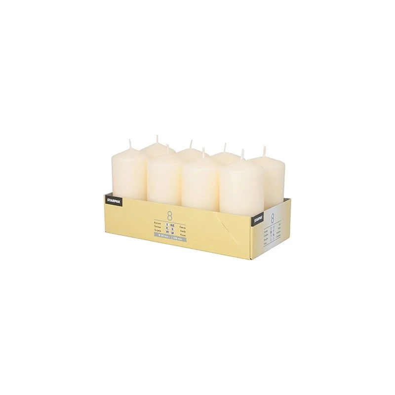 STARPAK Stumpenkerze, Durchmesser: 50 mm, creme, 8er (EAN: 4002911179819)